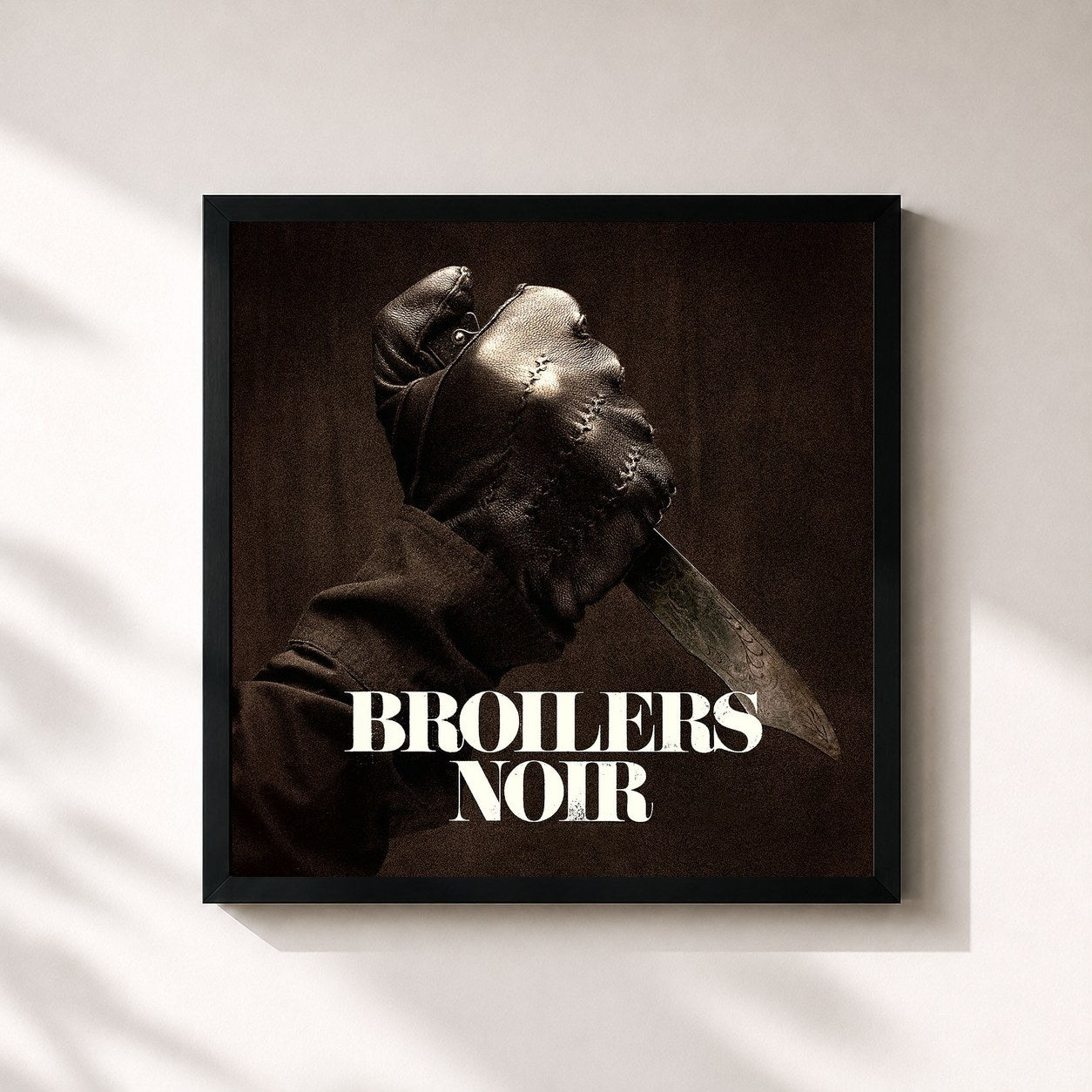 #noir Tableau carré de l'album Noir de Broilers, cadre noir 32x32 cm