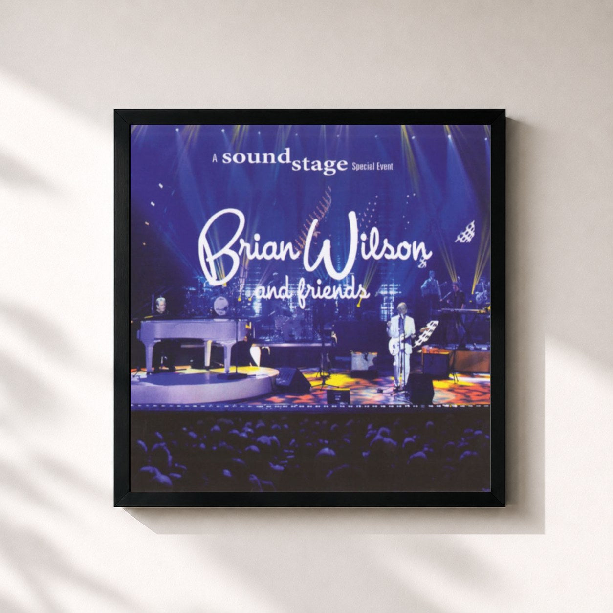 #noir Tableau carré de l'album Brian Wilson and Friends de Brian Wilson, cadre noir 32x32 cm