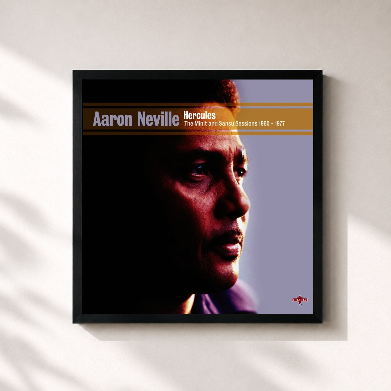 #noir Tableau carré de l'album Hercules de Aaron Neville, cadre noir 32x32 cm