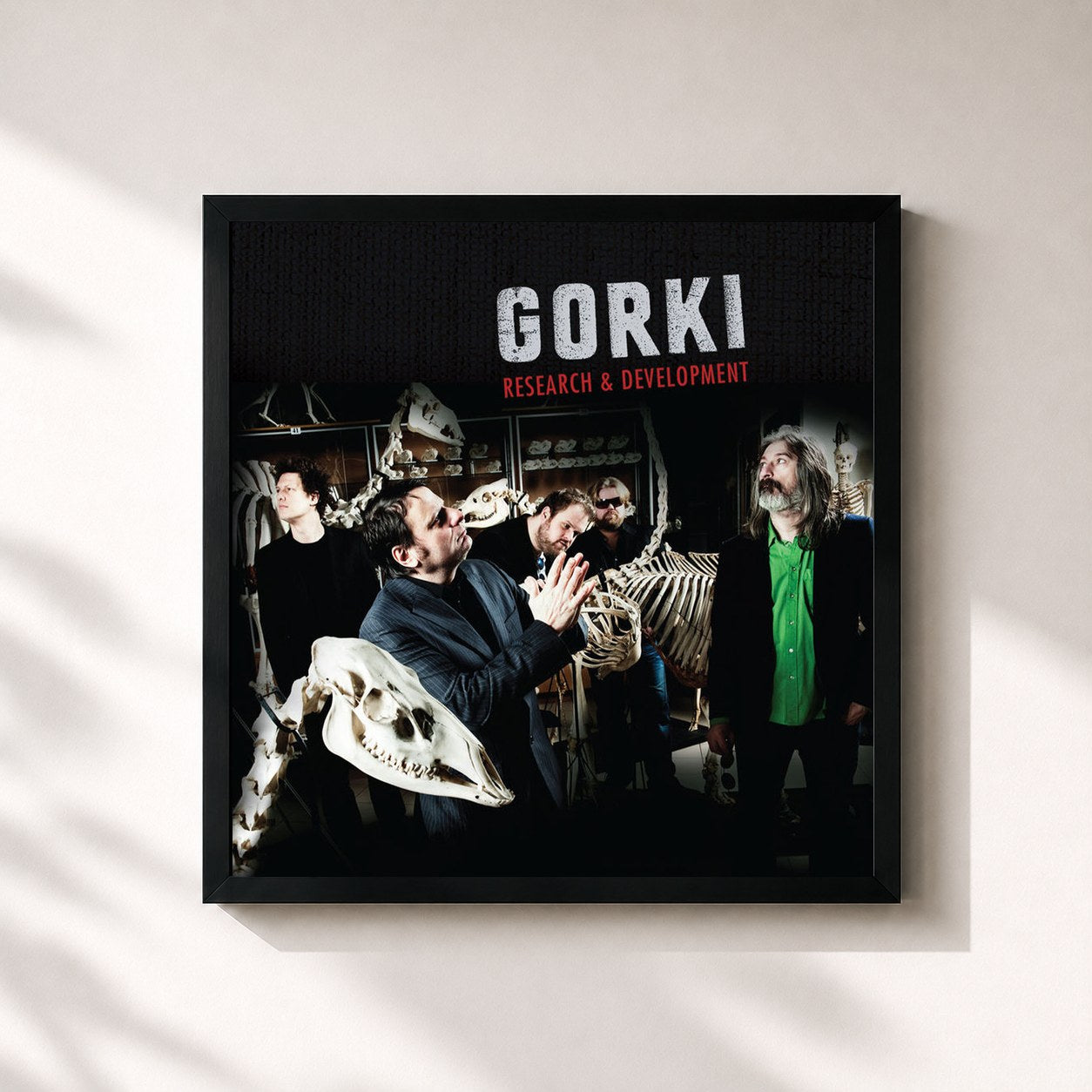 #noir Tableau carré de l'album Research en Development de Gorki, cadre noir 32x32 cm
