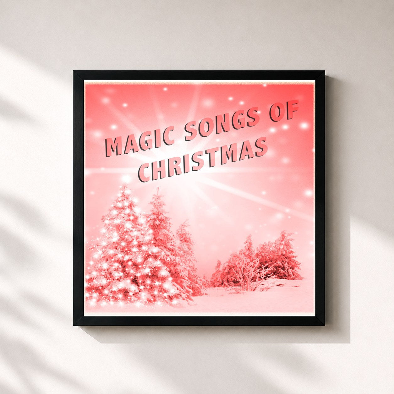 #noir Tableau carré de l'album Magic Songs of Christmas de Weihnachtslieder, cadre noir 32x32 cm