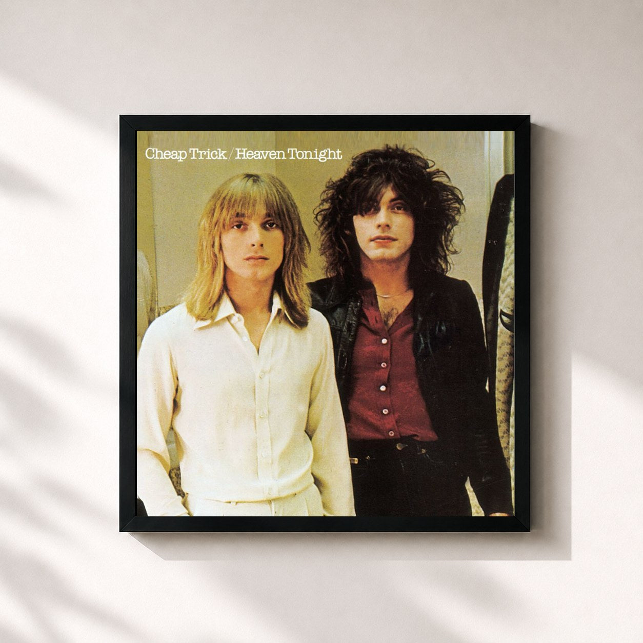 #noir Tableau carré de l'album Heaven Tonight de Cheap Trick, cadre noir 32x32 cm