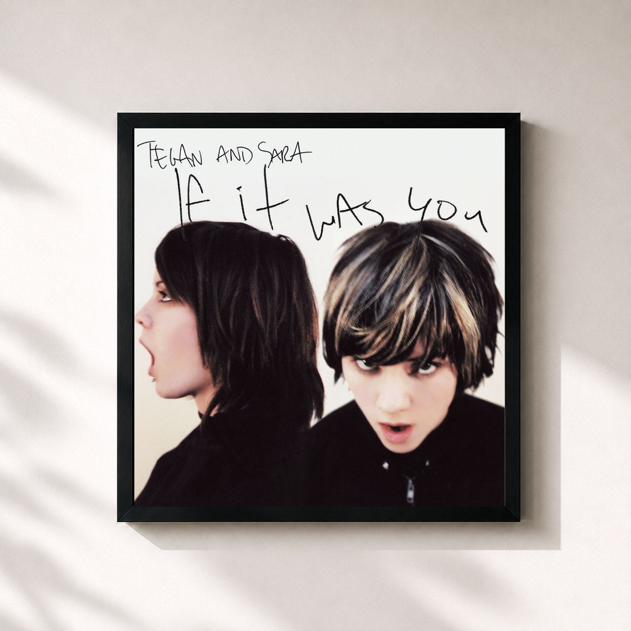 #noir Tableau carré de l'album If It Was You de Tegan and Sara, cadre noir 32x32 cm
