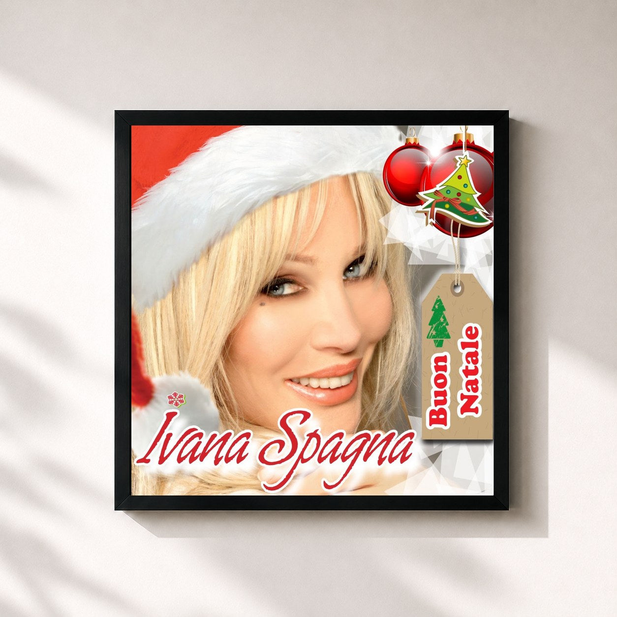 #noir Tableau carré de l'album Buon Natale de Ivana Spagna, cadre noir 32x32 cm