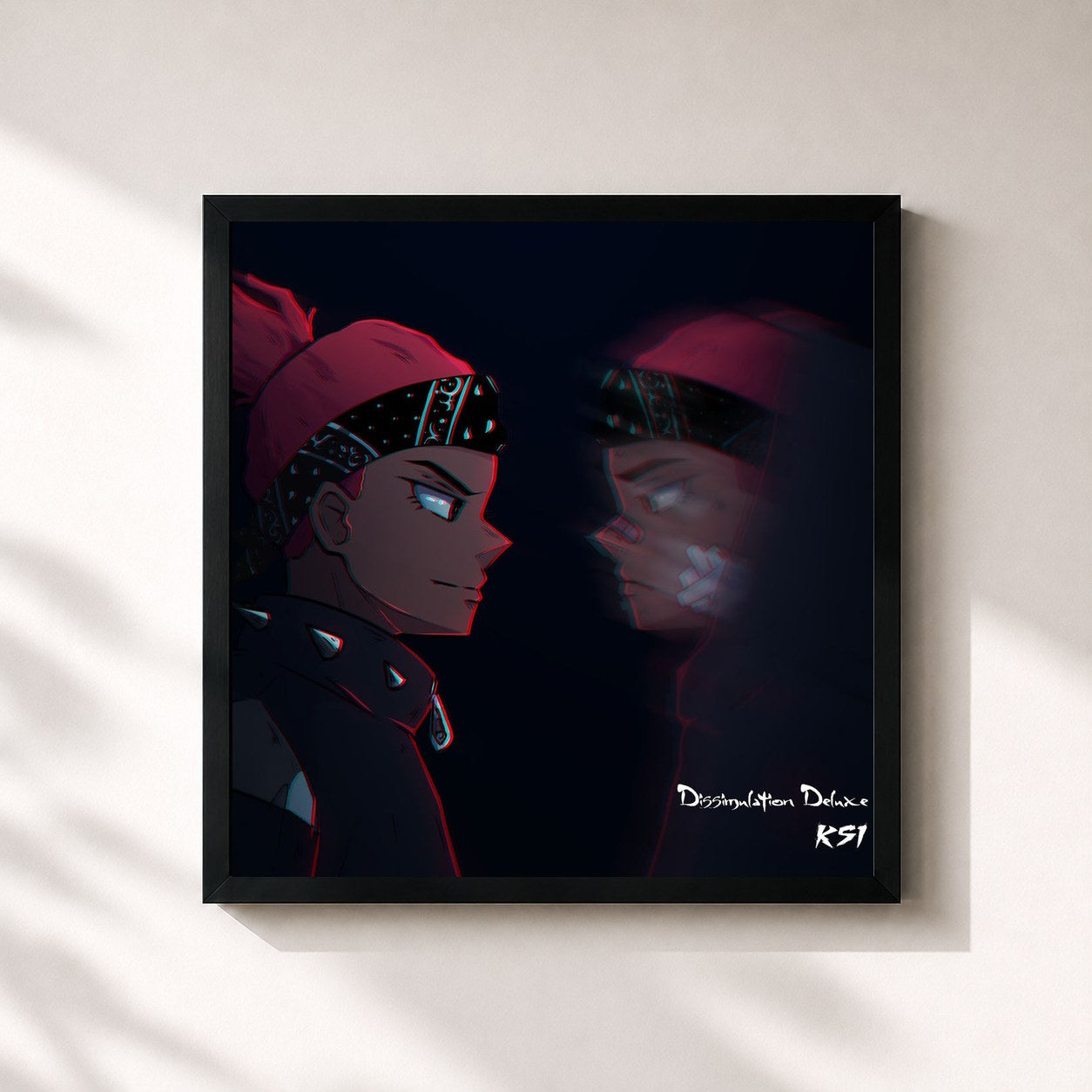 #noir Tableau carré de l'album Dissimulation (Deluxe Edition) de KSI, cadre noir 32x32 cm