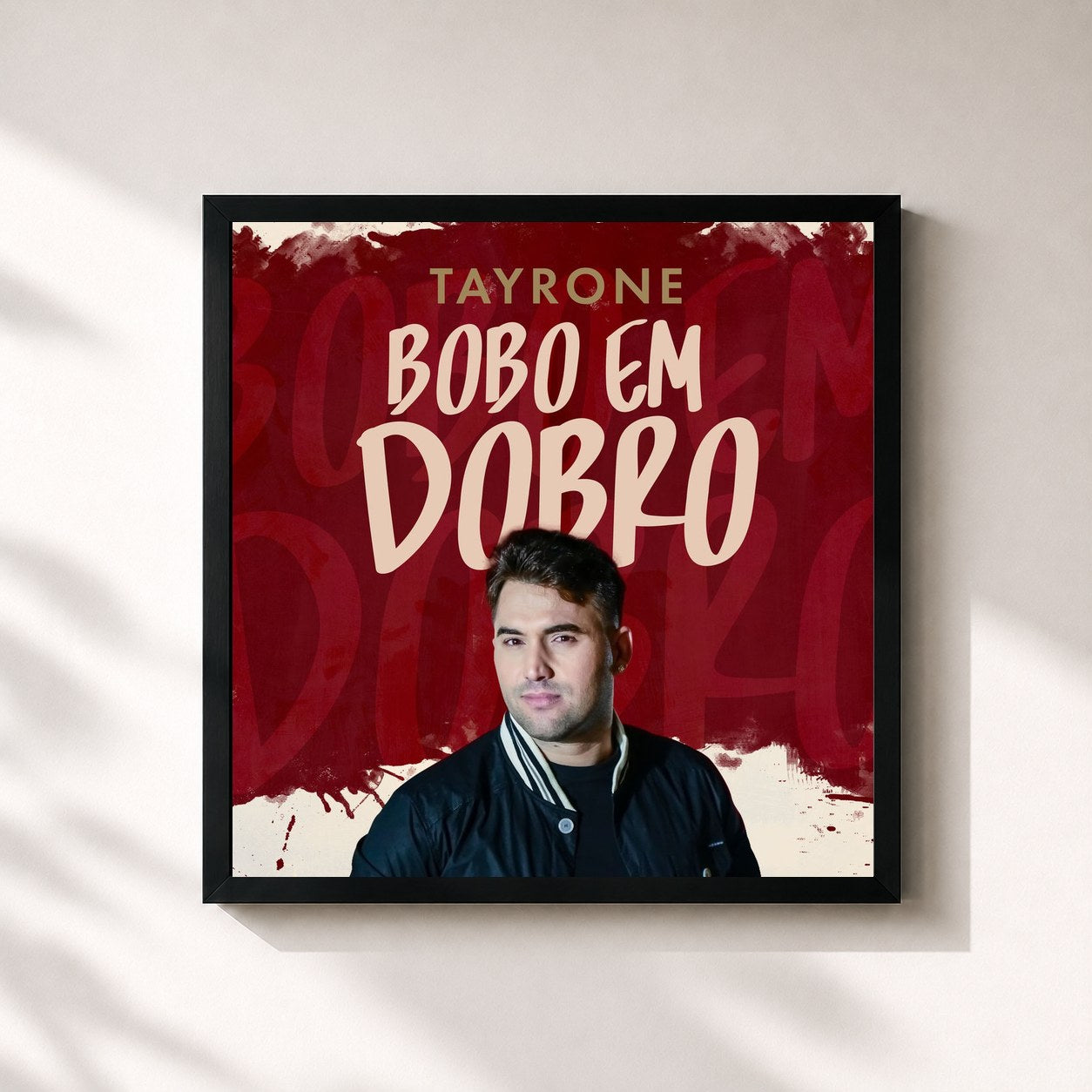 #noir Tableau carré de l'album Bobo Em Dobro de Tayrone, cadre noir 32x32 cm