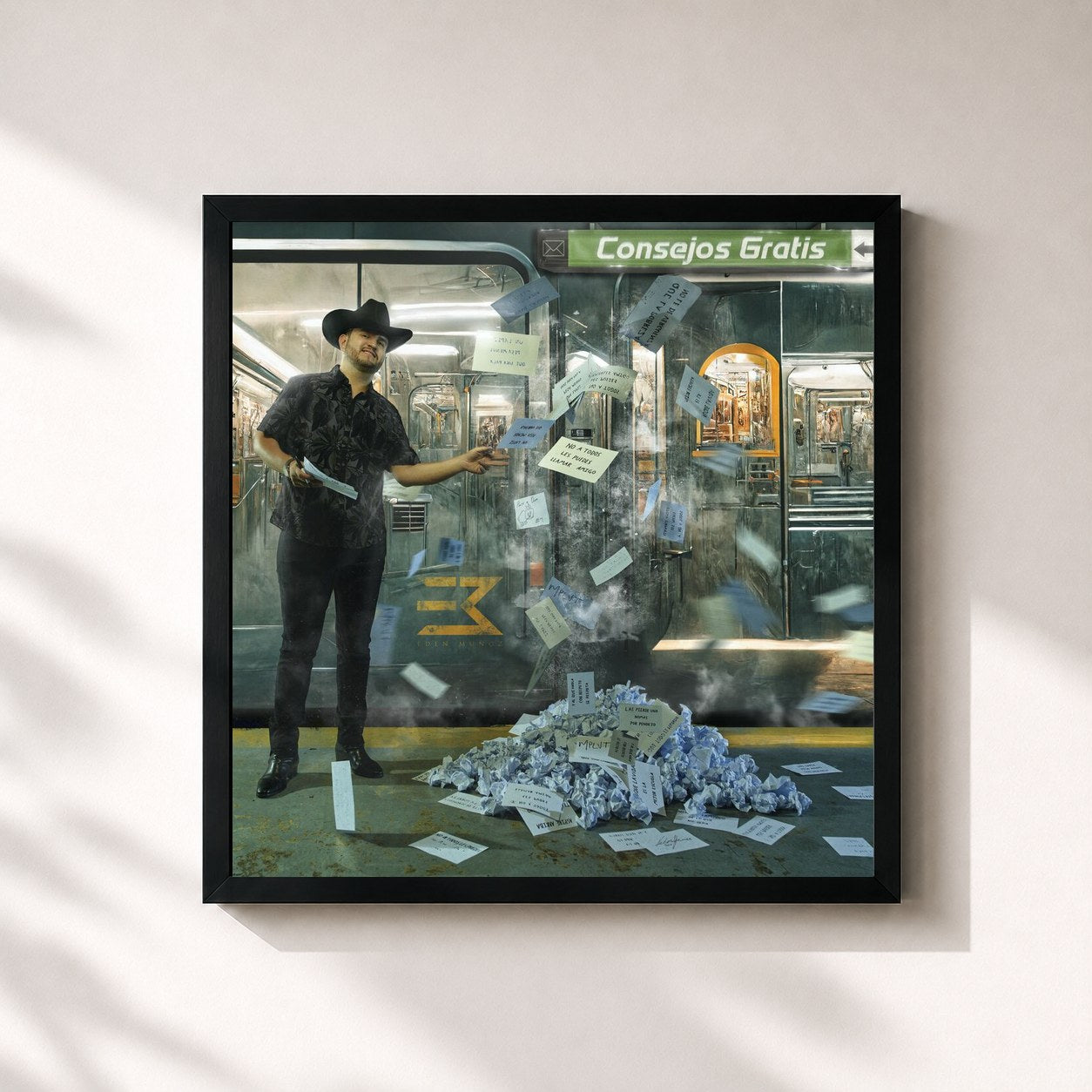 #noir Tableau carré de l'album Consejos Gratis de Edén Muñoz, cadre noir 32x32 cm