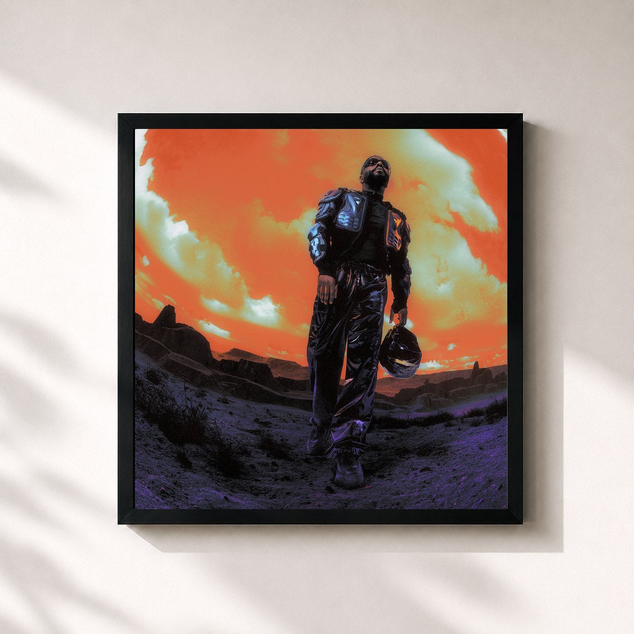 #noir Tableau carré de l'album DUSK de Prinzly, cadre noir 32x32 cm