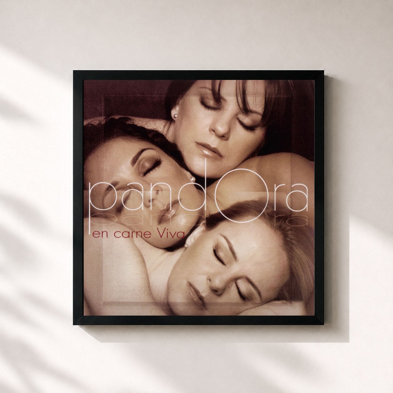 #noir Tableau carré de l'album Pandora En Carne Viva de Pandora, cadre noir 32x32 cm