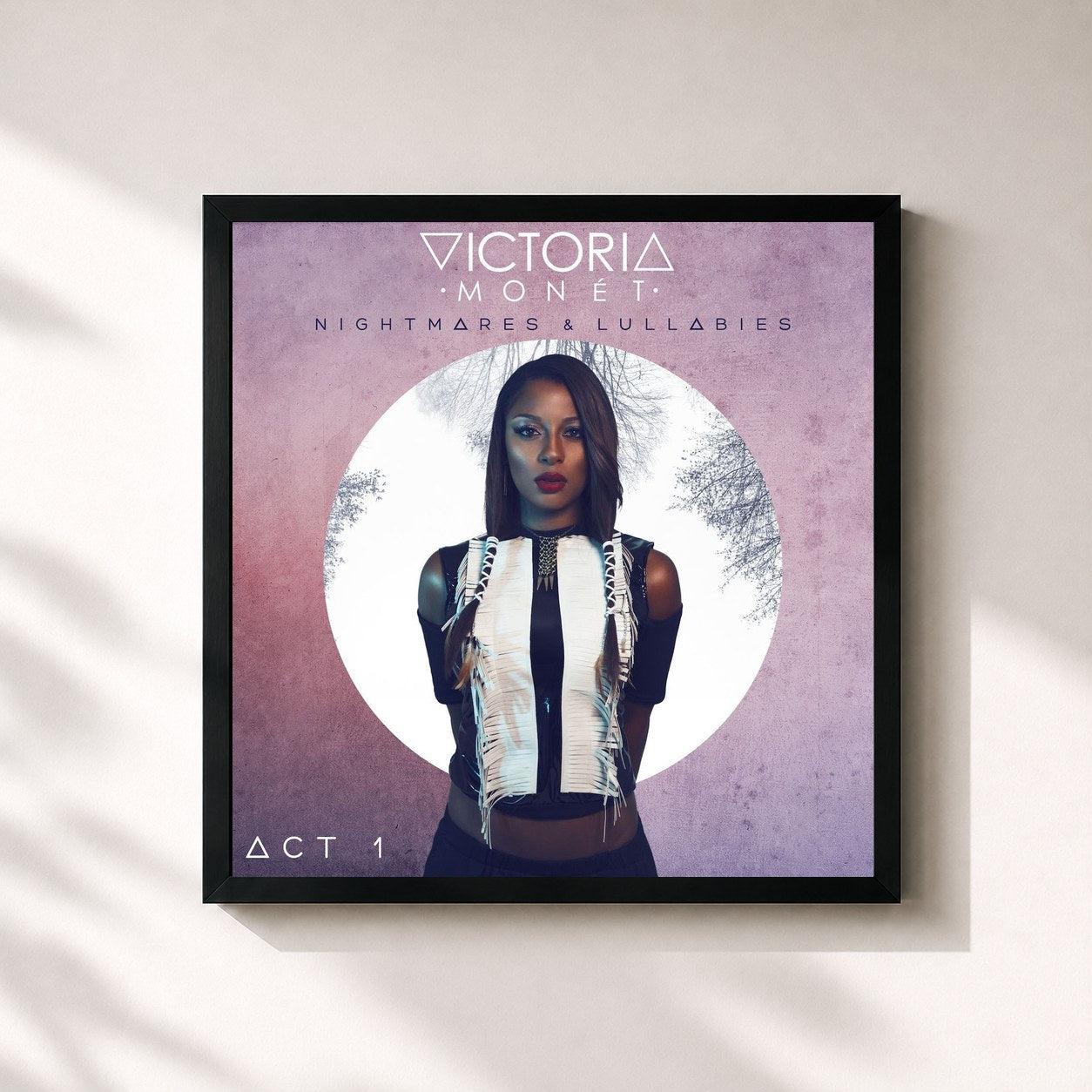 #noir Tableau carré de l'album Nightmares & Lullabies - Act 1 de Victoria Monét, cadre noir 32x32 cm