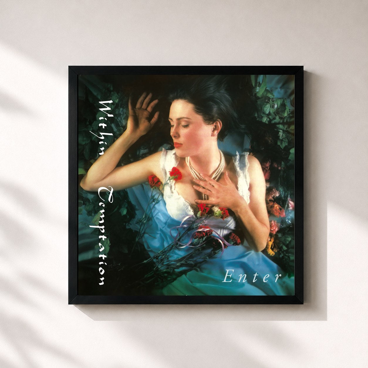 #noir Tableau carré de l'album Enter de Within Temptation, cadre noir 32x32 cm