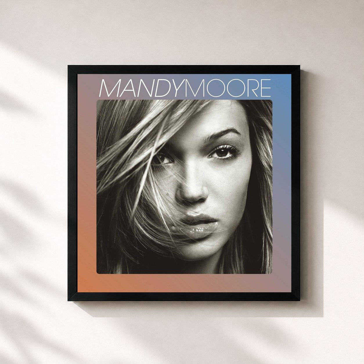 #noir Tableau carré de l'album Mandy Moore de Mandy Moore, cadre noir 32x32 cm