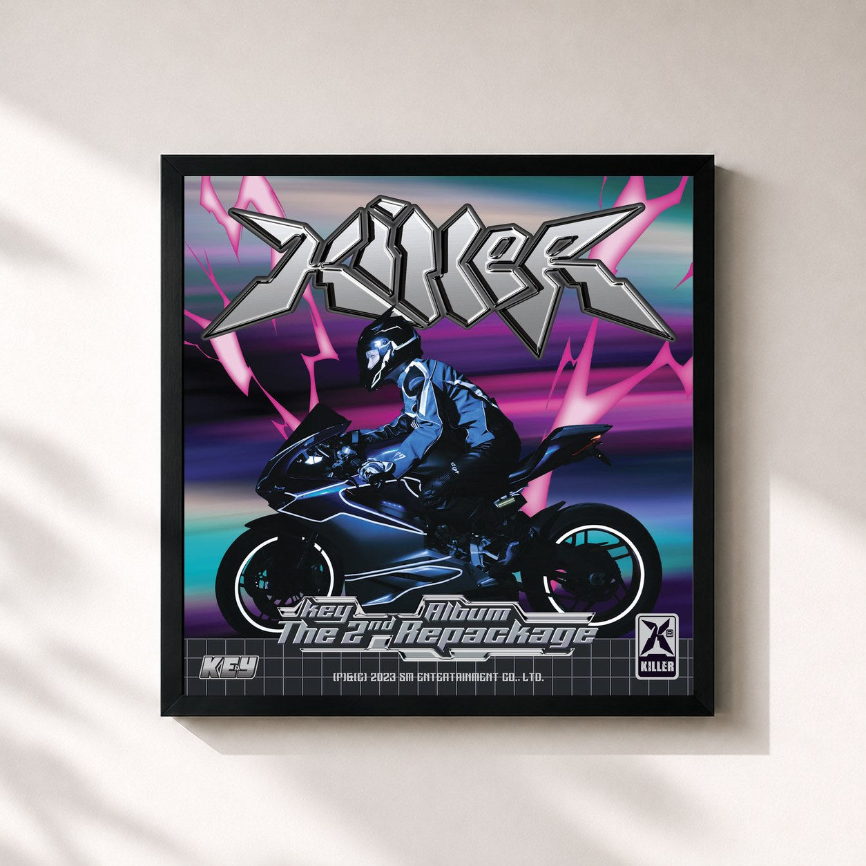 #noir Tableau carré de l'album Killer - The 2nd Album Repackage de KEY, cadre noir 32x32 cm