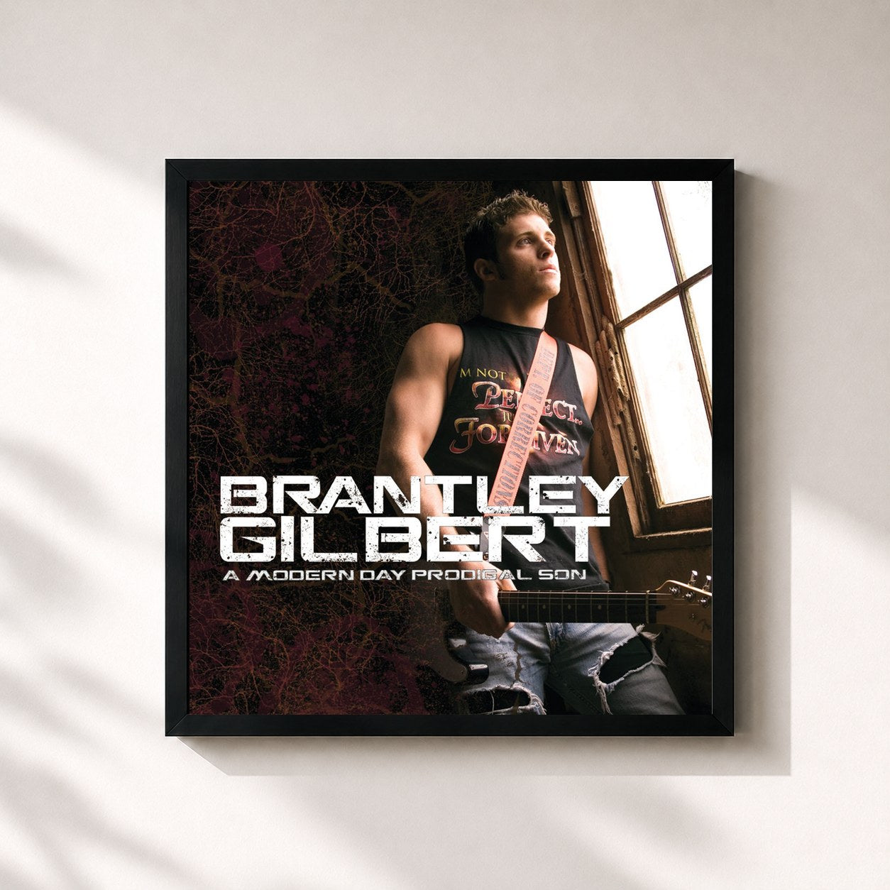 #noir Tableau carré de l'album A Modern Day Prodigal Son de Brantley Gilbert, cadre noir 32x32 cm