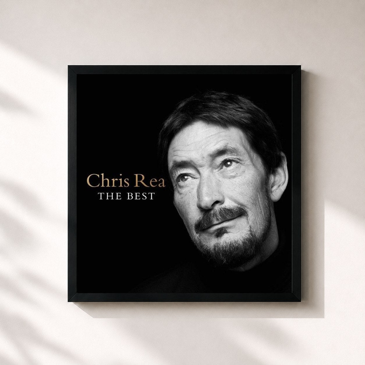 #noir Tableau carré de l'album The Best de Chris Rea, cadre noir 32x32 cm