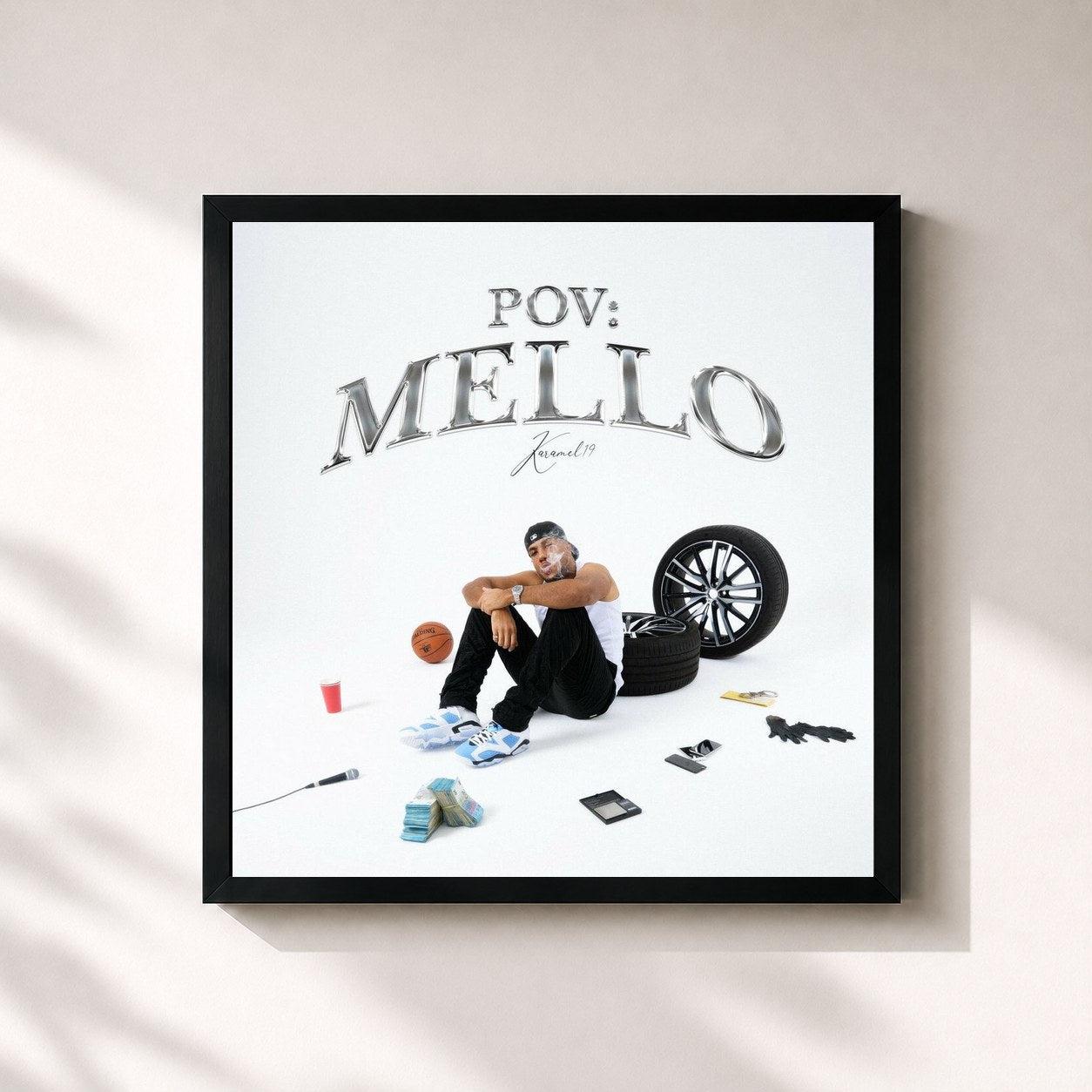 #noir Tableau carré de l'album POV: Mello de Karamel19, cadre noir 32x32 cm
