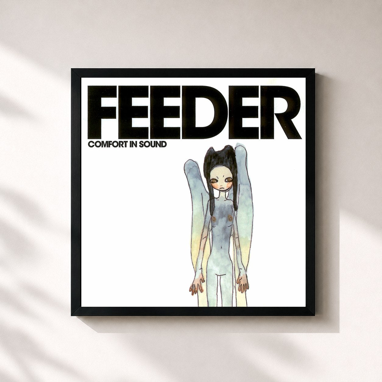 #noir Tableau carré de l'album Comfort in Sound de Feeder, cadre noir 32x32 cm