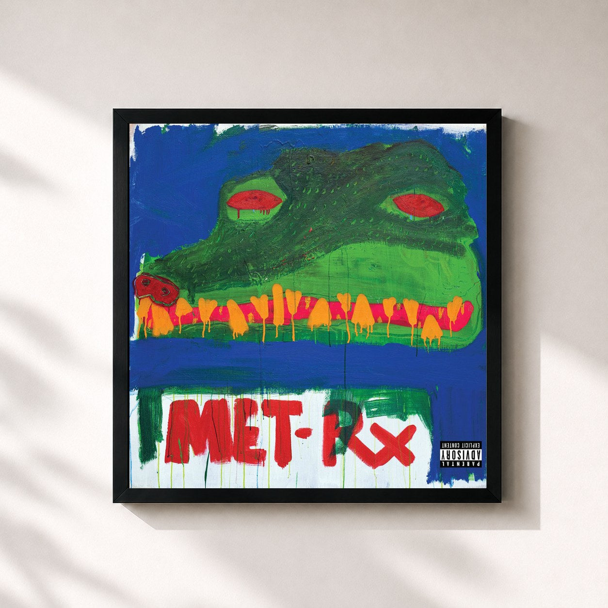 #noir Tableau carré de l'album Cocodrillo Turbo de Action Bronson, cadre noir 32x32 cm