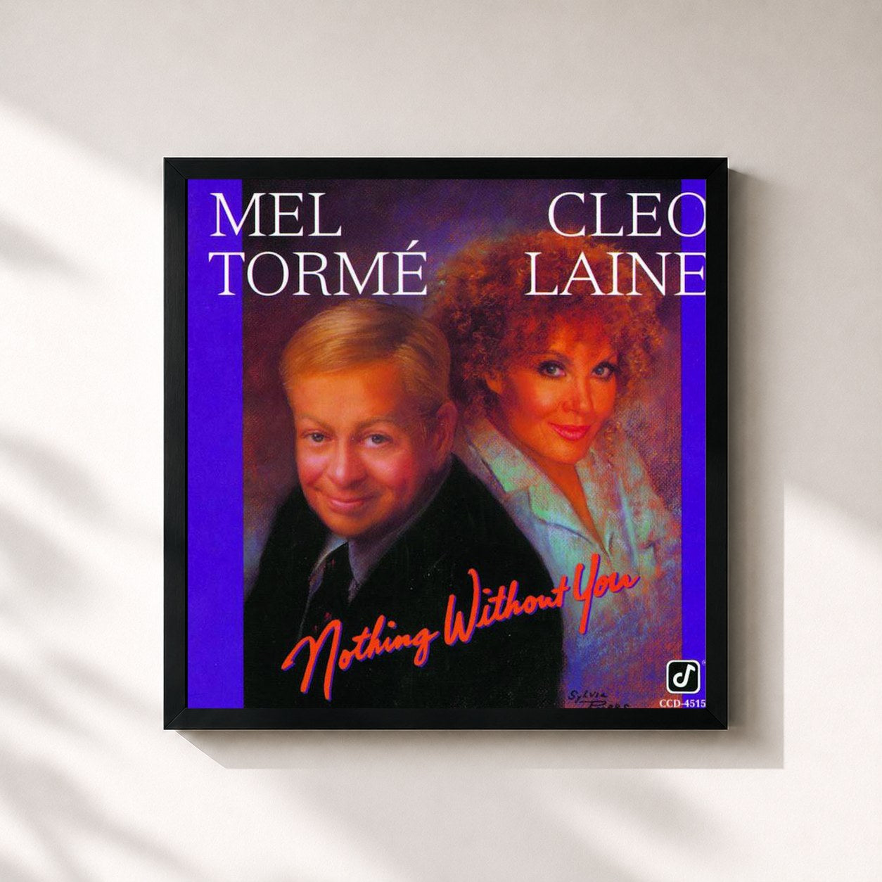 #noir Tableau carré de l'album Nothing Without You de Mel Tormé, cadre noir 32x32 cm