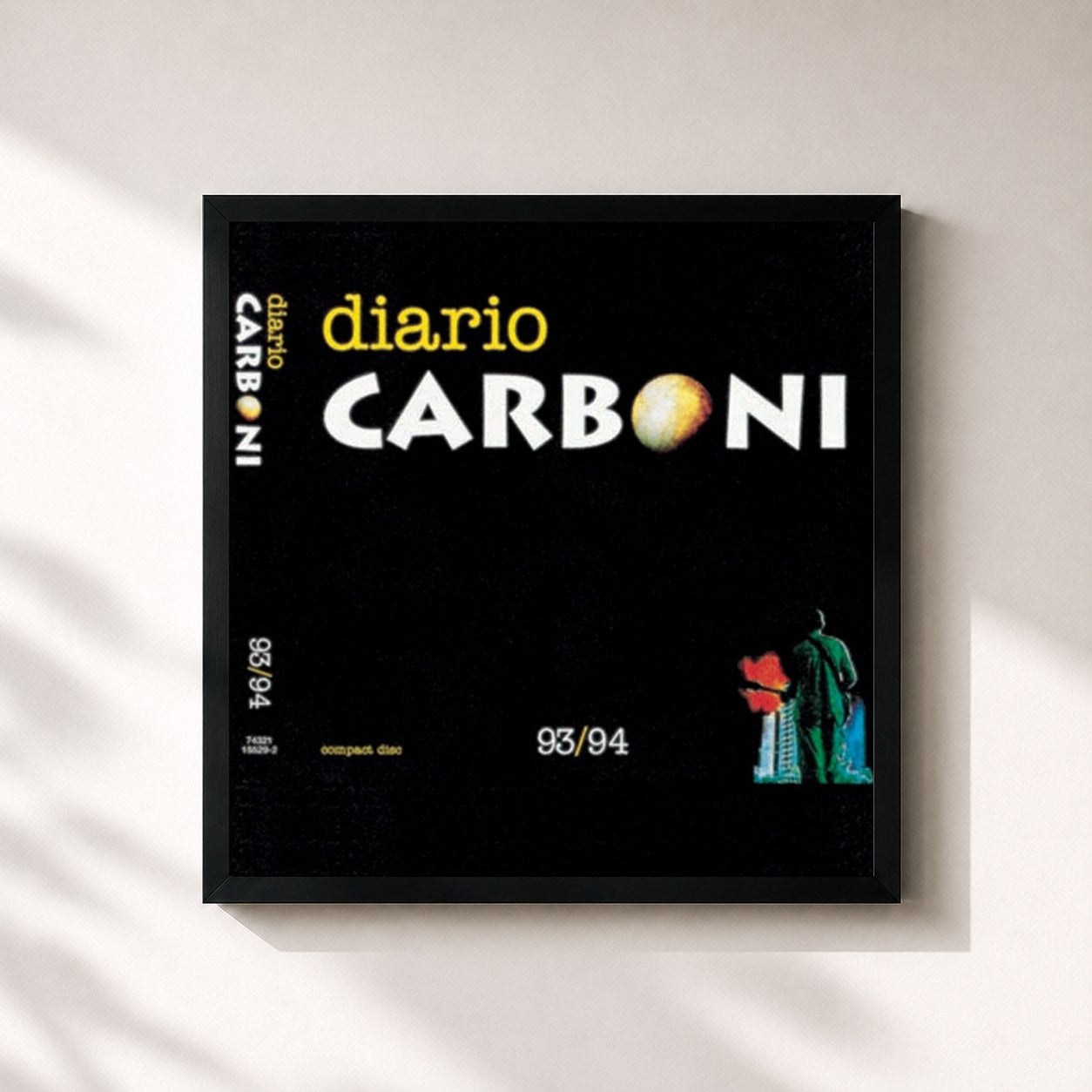 #noir Tableau carré de l'album Diario Carboni de Luca Carboni, cadre noir 32x32 cm