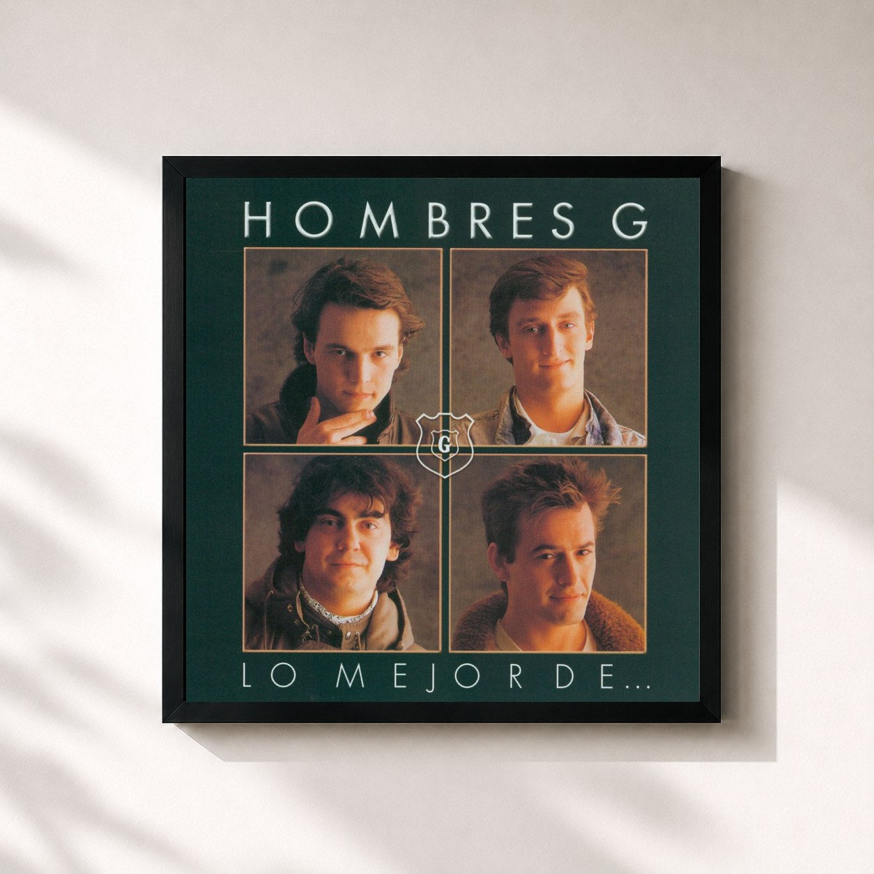 #noir Tableau carré de l'album Lo Mejor De Los Hombres G de Hombres G, cadre noir 32x32 cm