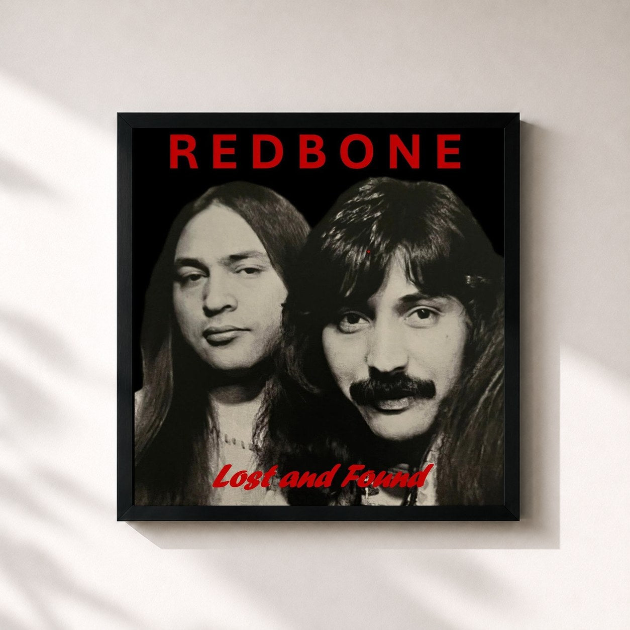 #noir Tableau carré de l'album Lost and Found, Vol. 1 de Redbone, cadre noir 32x32 cm