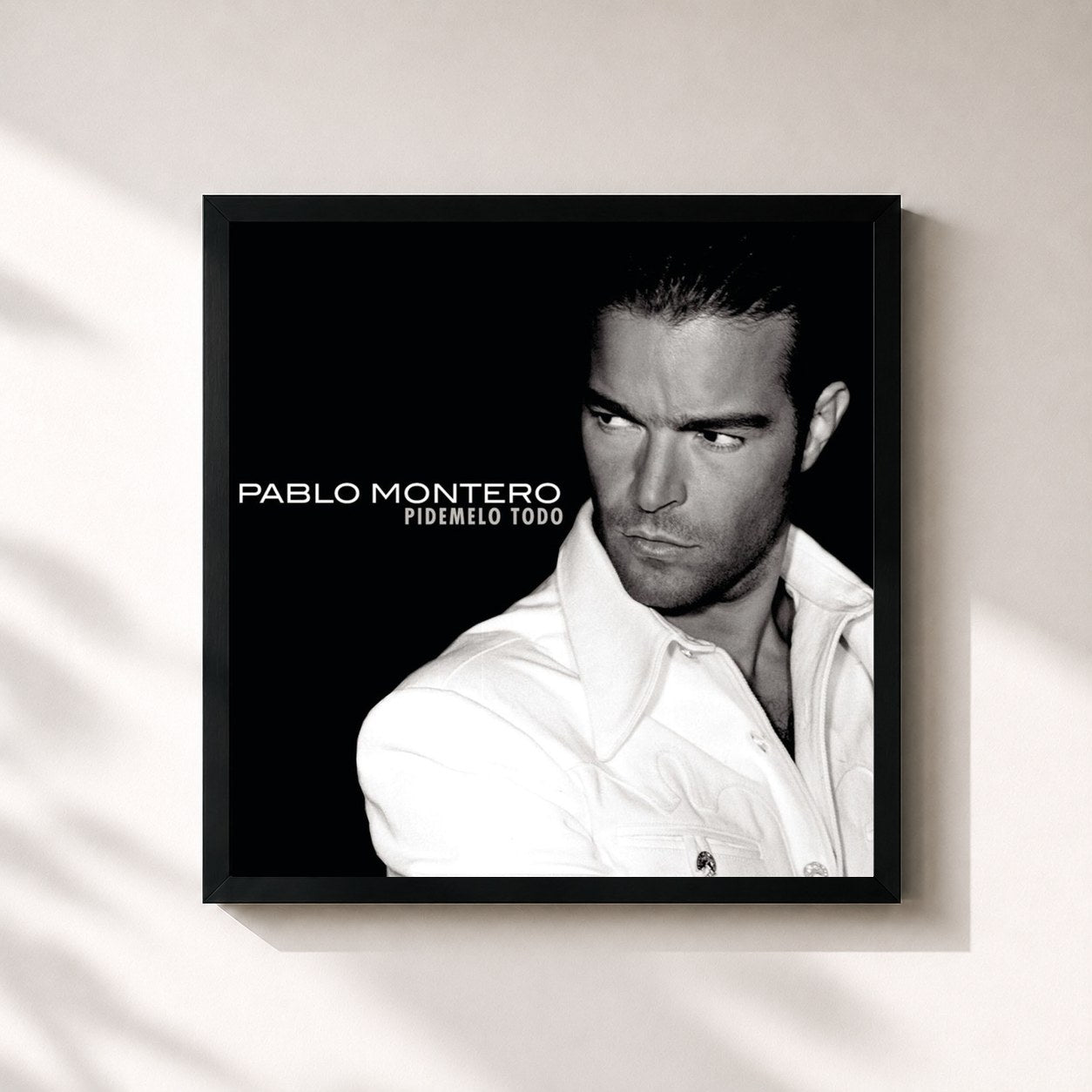 #noir Tableau carré de l'album Pídemelo Todo de Pablo Montero, cadre noir 32x32 cm
