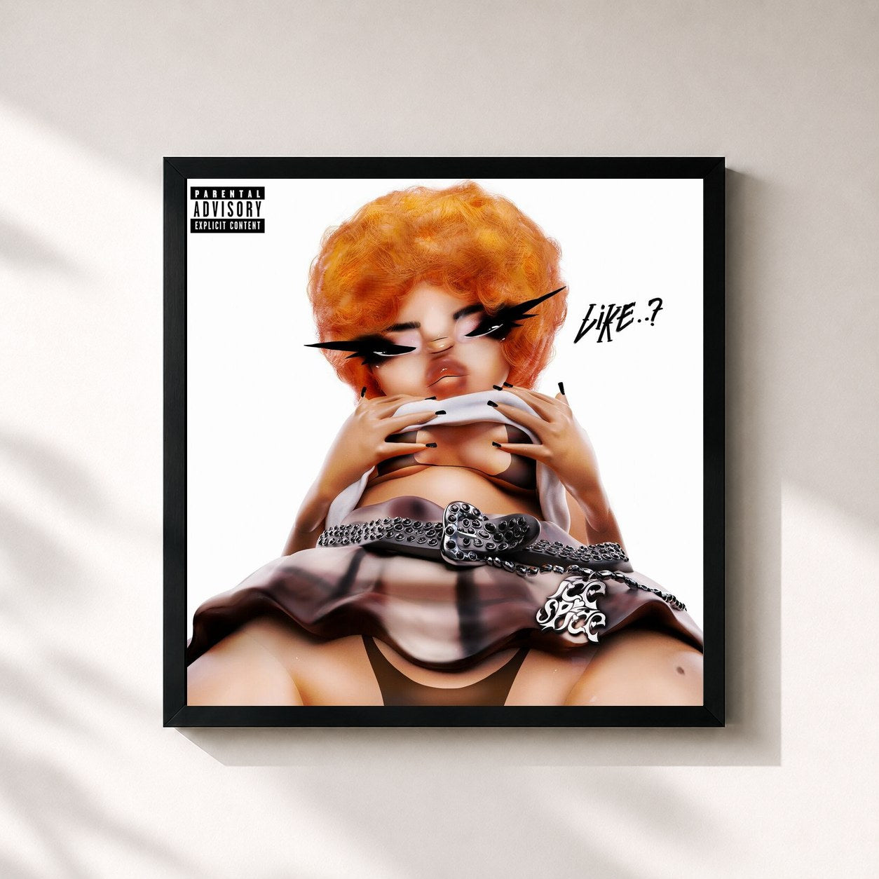 #noir Tableau carré de l'album Like..? (Deluxe) de Ice Spice, cadre noir 32x32 cm