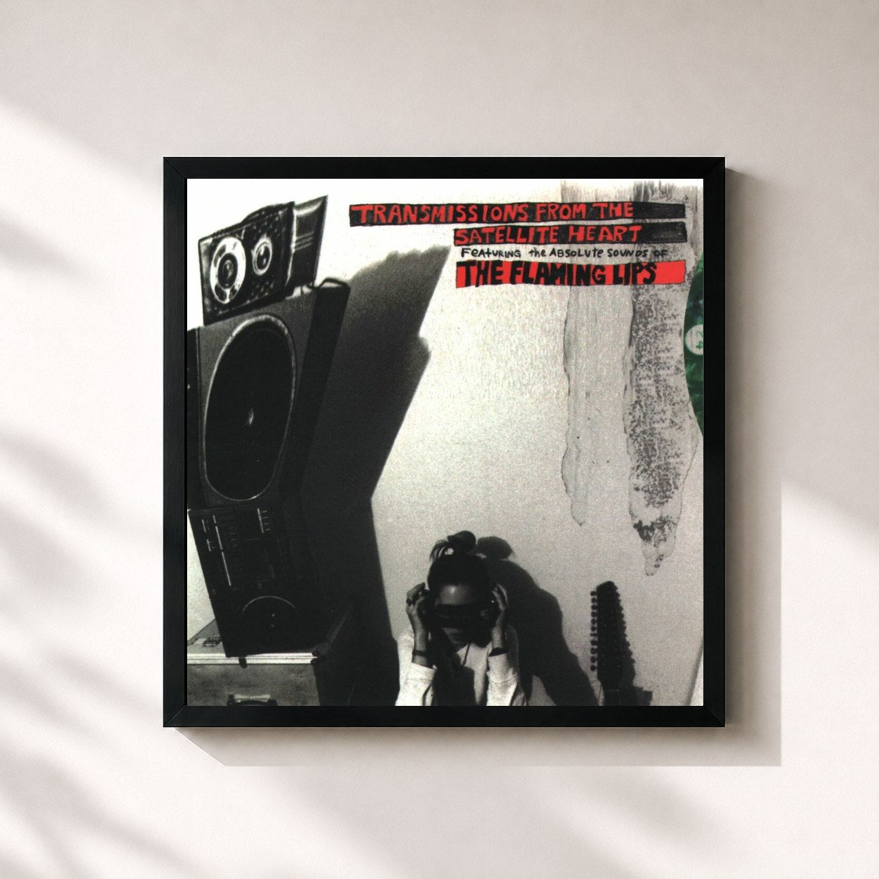 #noir Tableau carré de l'album Transmissions From the Satellite Heart de The Flaming Lips, cadre noir 32x32 cm