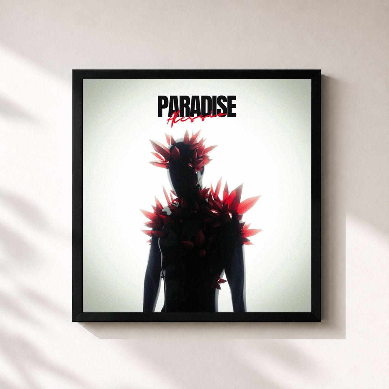 #noir Tableau carré de l'album PARADISE de Alessio, cadre noir 32x32 cm