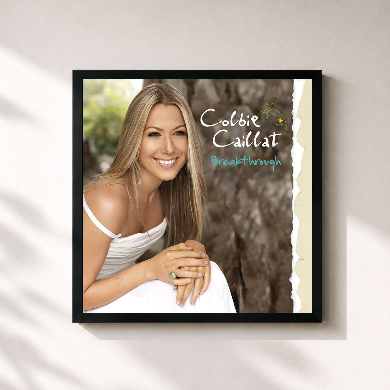 #noir Tableau carré de l'album Breakthrough (Int'l Version) de Colbie Caillat, cadre noir 32x32 cm