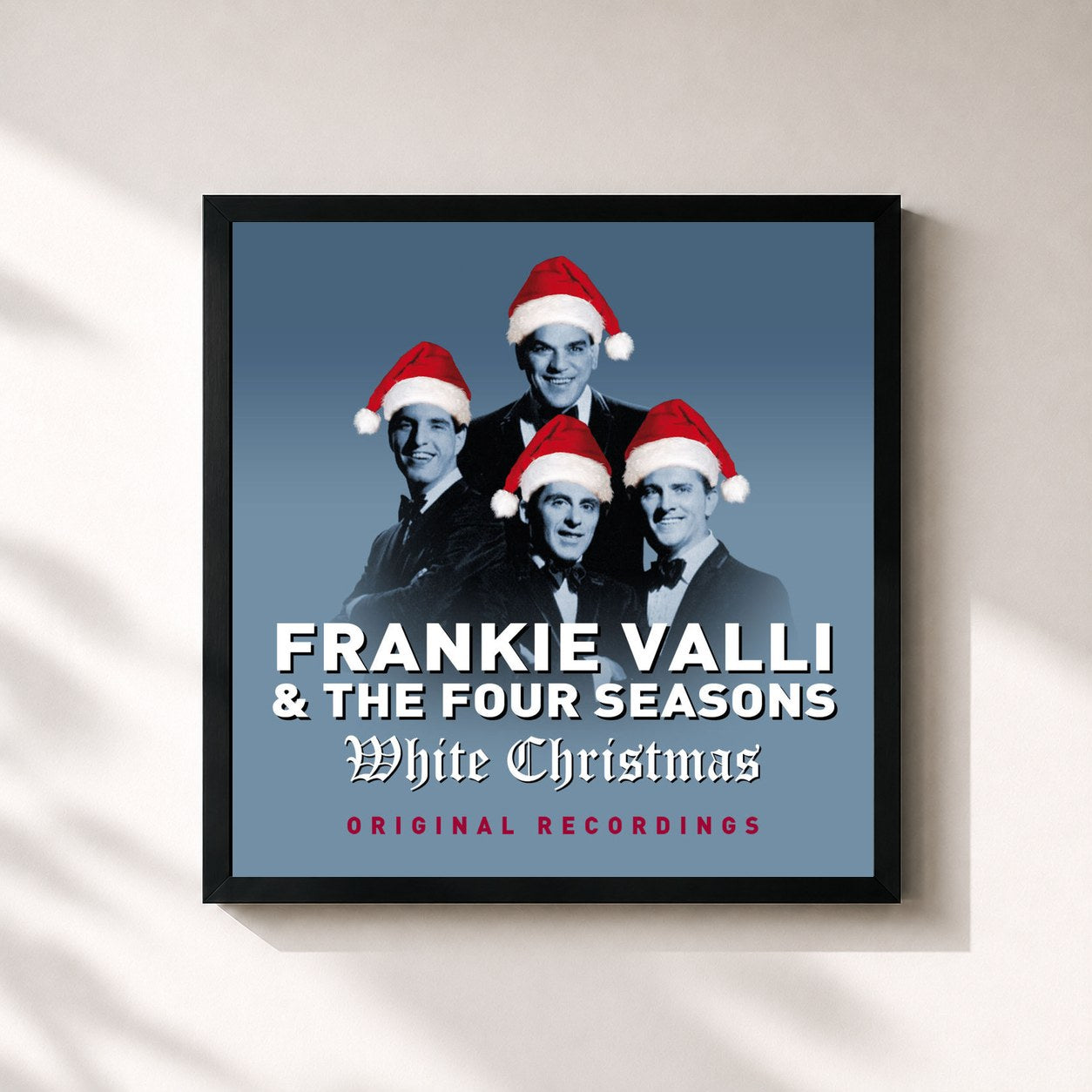 #noir Tableau carré de l'album White Christmas (Plus Bonus Tracks) de Frankie Valli, cadre noir 32x32 cm