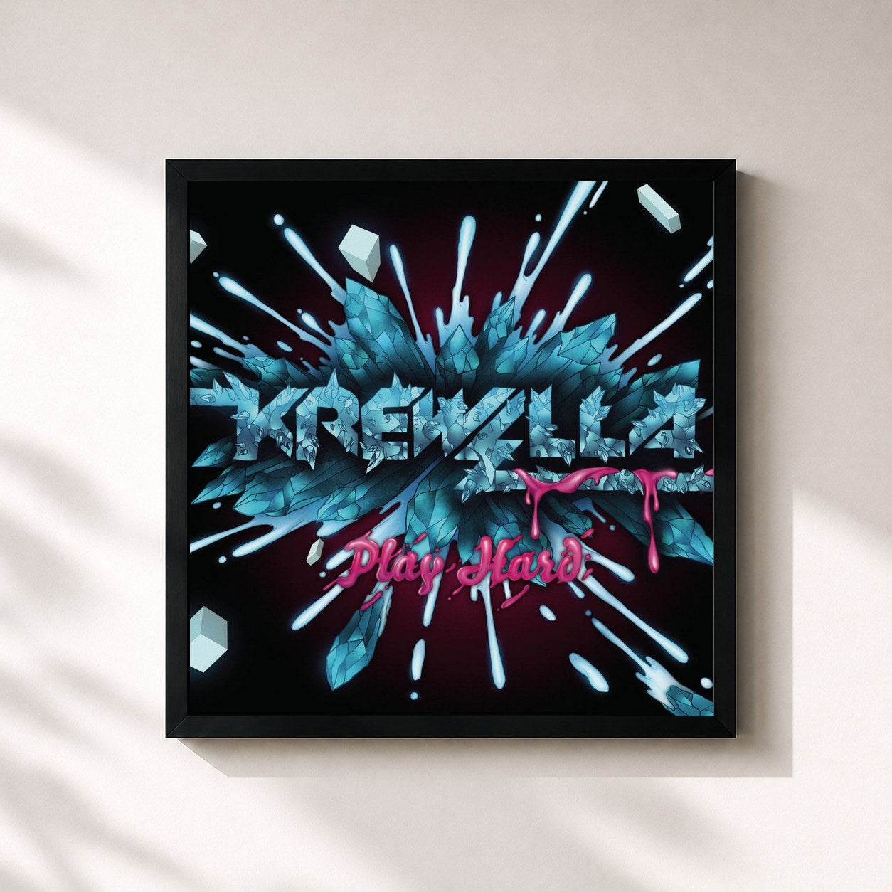 #noir Tableau carré de l'album Play Hard EP de Krewella, cadre noir 32x32 cm