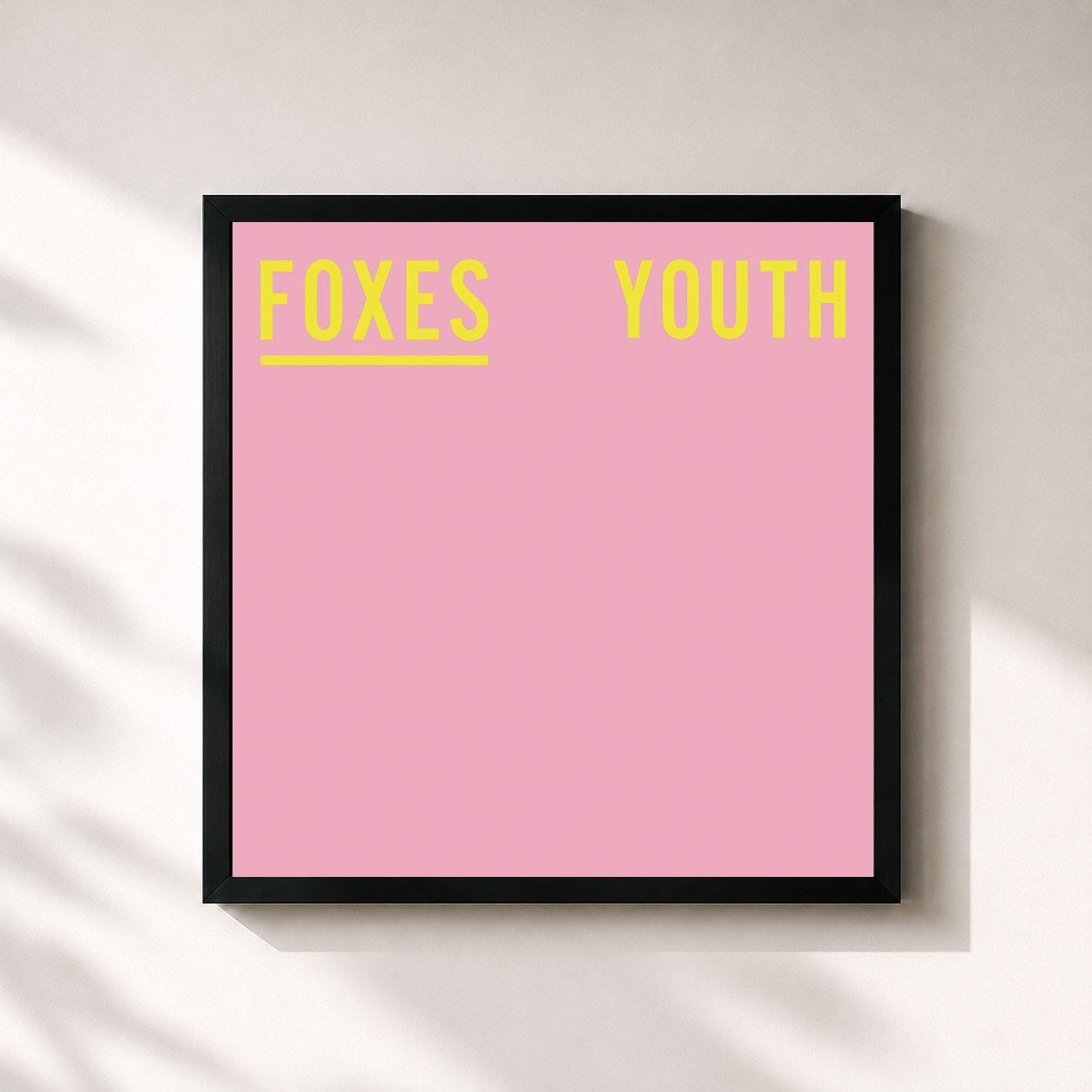 #noir Tableau carré de l'album Youth de Foxes, cadre noir 32x32 cm