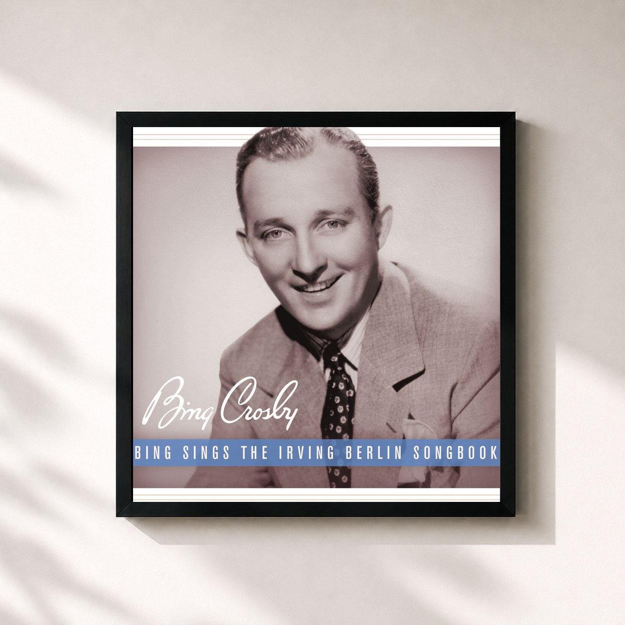 #noir Tableau carré de l'album Bing Sings The Irving Berlin Songbook de Bing Crosby, cadre noir 32x32 cm