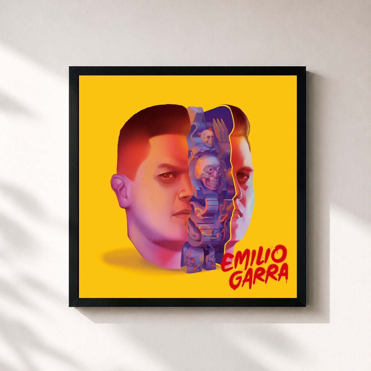 #noir Tableau carré de l'album Emilio Garra de Regulo Caro, cadre noir 32x32 cm