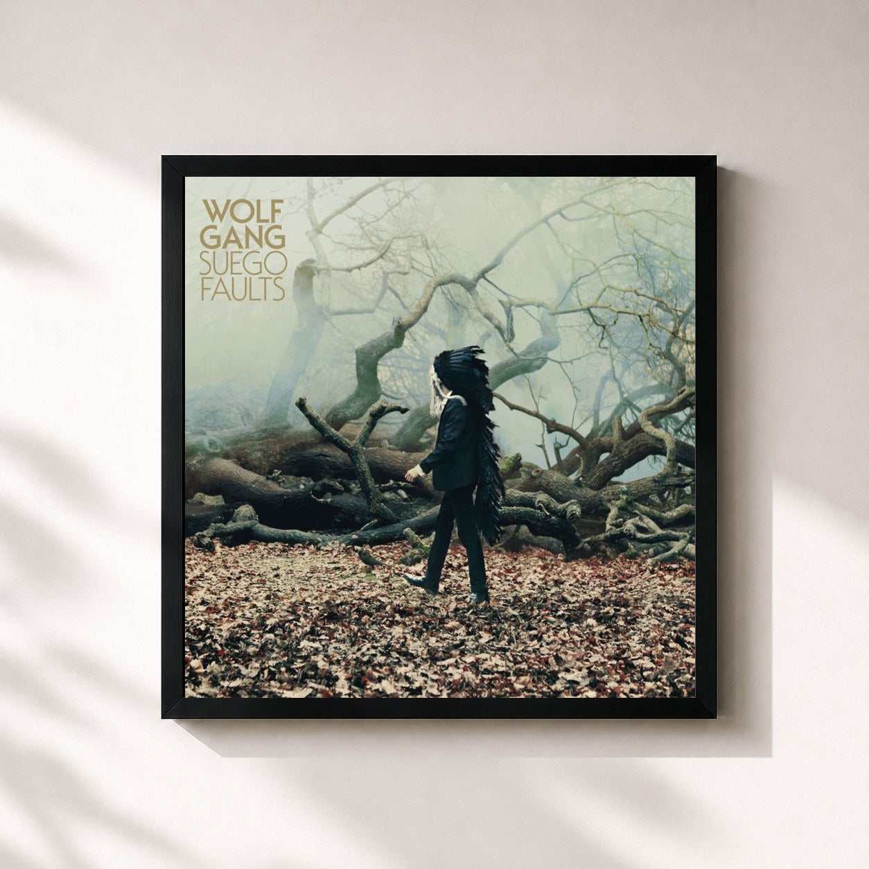 #noir Tableau carré de l'album Suego Faults de Wolf Gang, cadre noir 32x32 cm