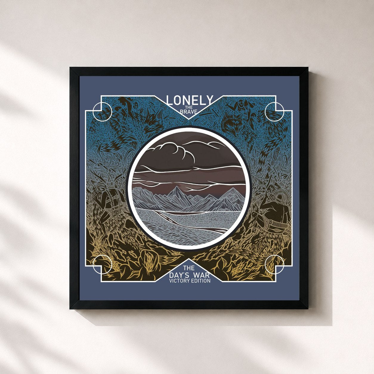 #noir Tableau carré de l'album The Day's War (Victory Edition) de Lonely The Brave, cadre noir 32x32 cm
