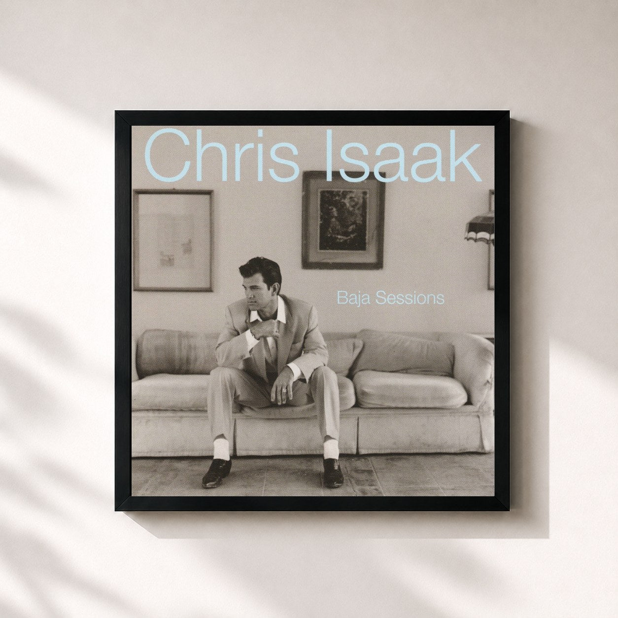 #noir Tableau carré de l'album Baja Sessions de Chris Isaak, cadre noir 32x32 cm
