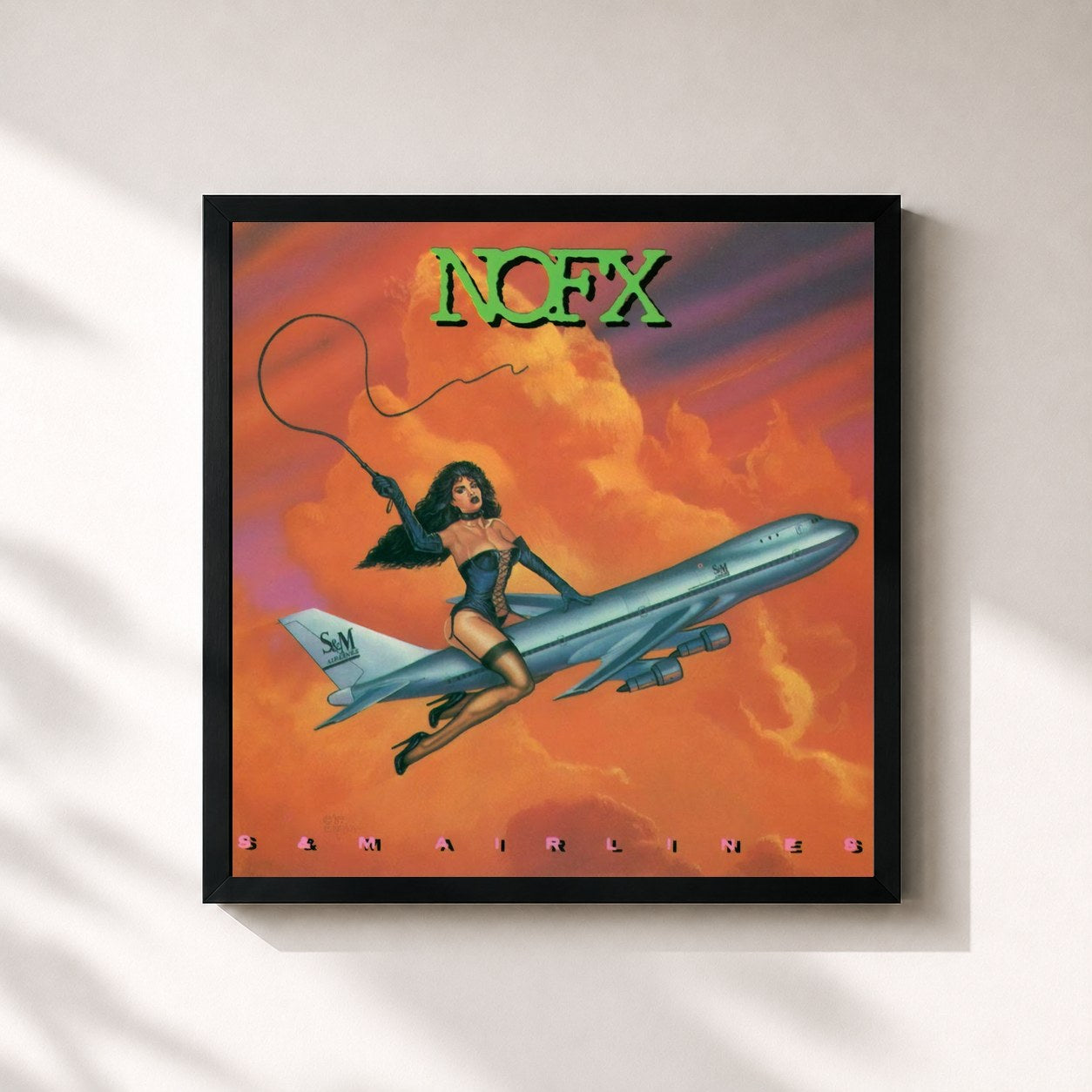 #noir Tableau carré de l'album S&M Airlines de NOFX, cadre noir 32x32 cm