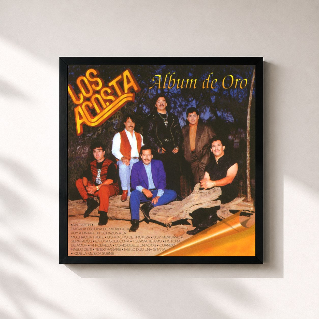 #noir Tableau carré de l'album Album de Oro de Los Acosta, cadre noir 32x32 cm