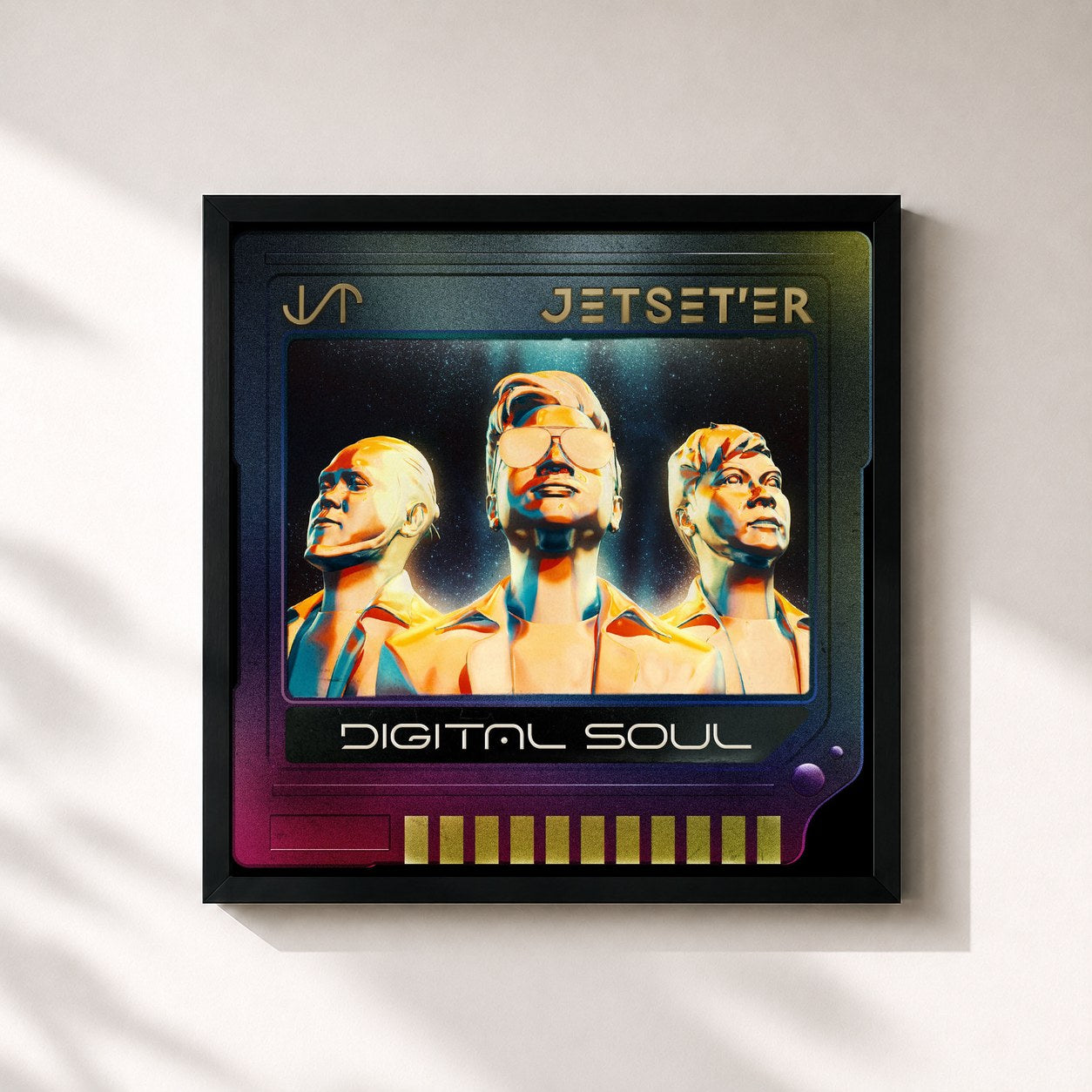 #noir Tableau carré de l'album DIGITAL SOUL de Jetset'er, cadre noir 32x32 cm