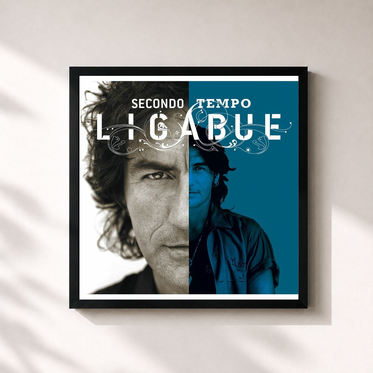 #noir Tableau carré de l'album Secondo tempo de Ligabue, cadre noir 32x32 cm