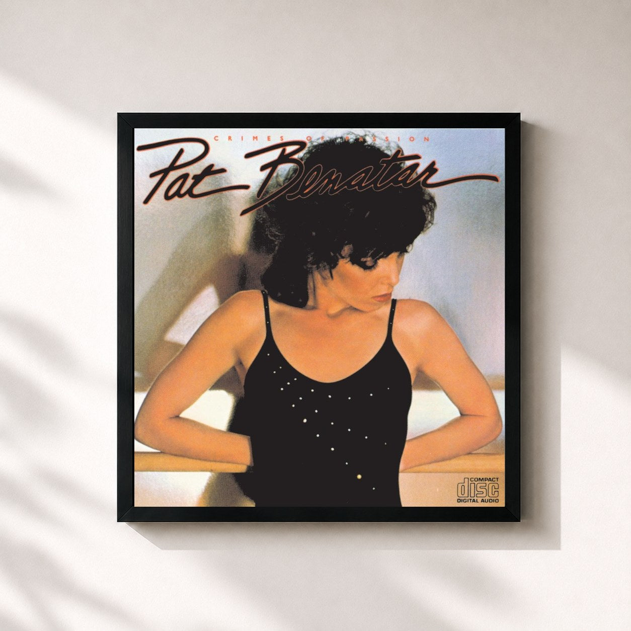 #noir Tableau carré de l'album Crimes Of Passion de Pat Benatar, cadre noir 32x32 cm