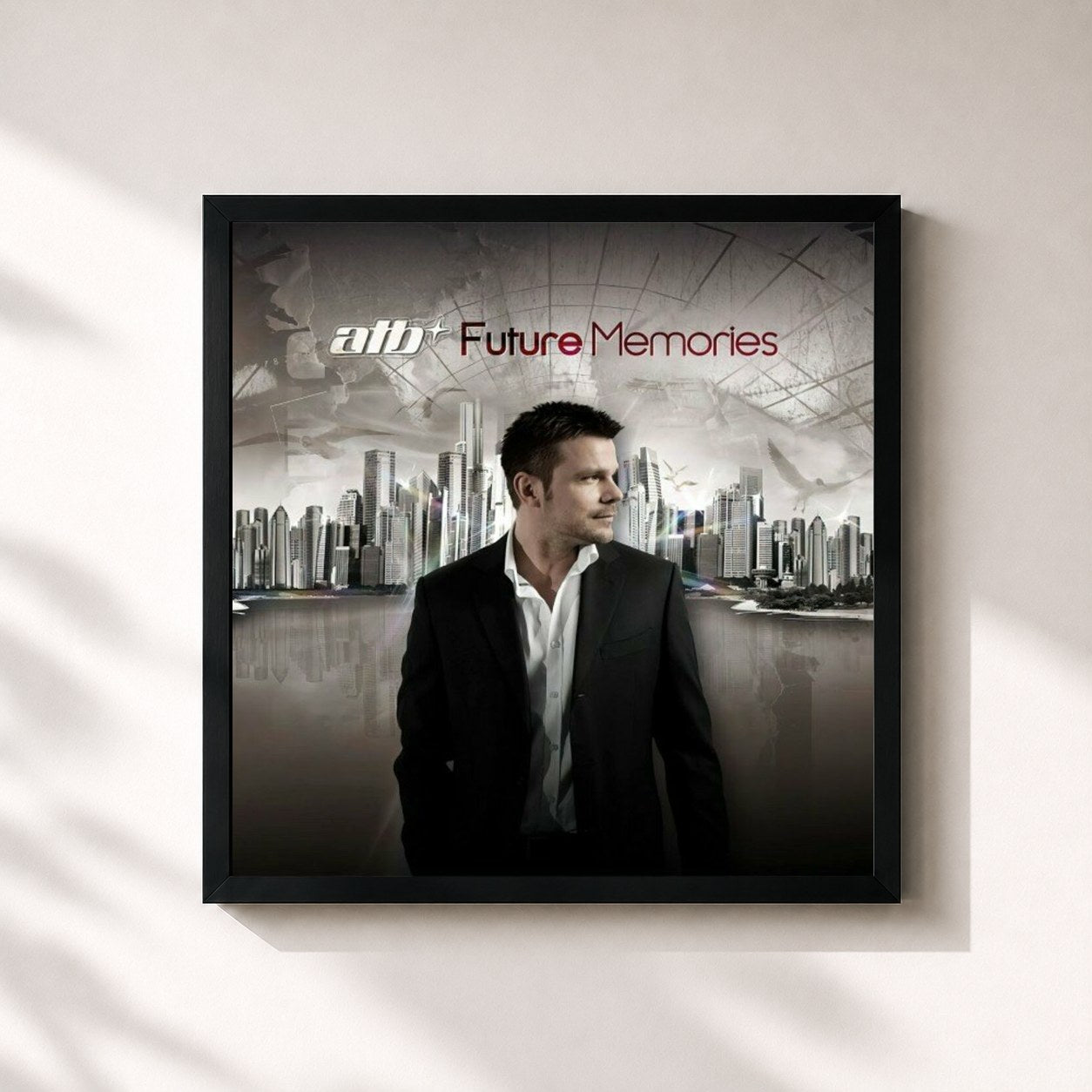 #noir Tableau carré de l'album Future Memories de ATB, cadre noir 32x32 cm