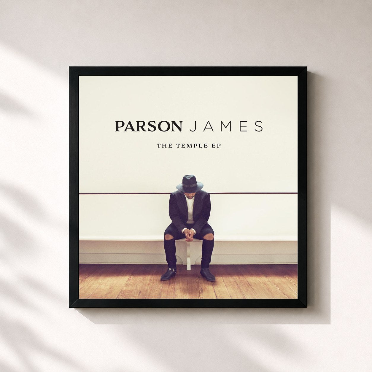 #noir Tableau carré de l'album The Temple EP de Parson James, cadre noir 32x32 cm