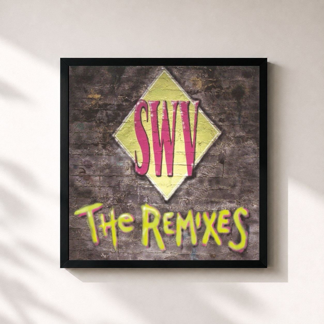 #noir Tableau carré de l'album The Remixes de SWV, cadre noir 32x32 cm