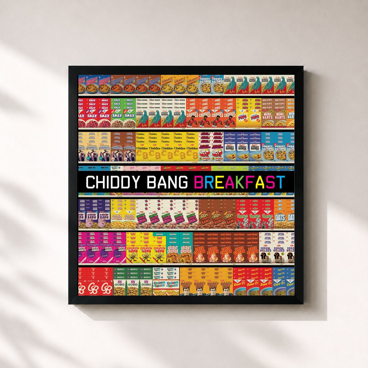 #noir Tableau carré de l'album Breakfast de Chiddy Bang, cadre noir 32x32 cm