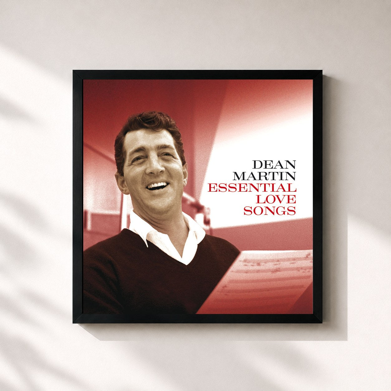 #noir Tableau carré de l'album Essential Love Songs (Remastered) de Dean Martin, cadre noir 32x32 cm