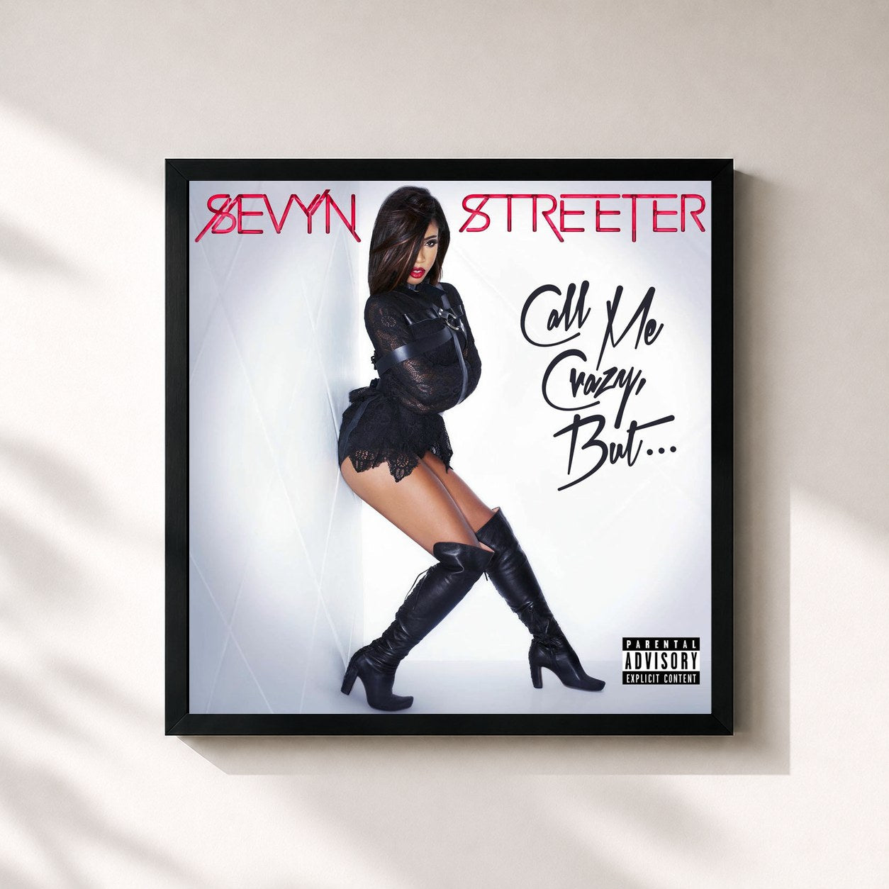 #noir Tableau carré de l'album Call Me Crazy, But... de Sevyn Streeter, cadre noir 32x32 cm